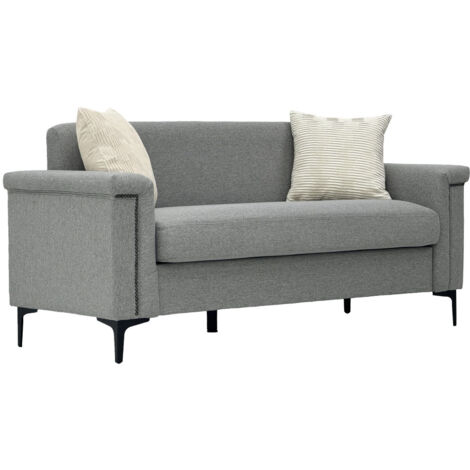 FX-P22EU-LG (SOFA 557-8)Elegantes skandinavisches Sofa – Feines Leinengewebe, solides Holzgestell & Metallbeine, komfortabel für modernes Wohnen