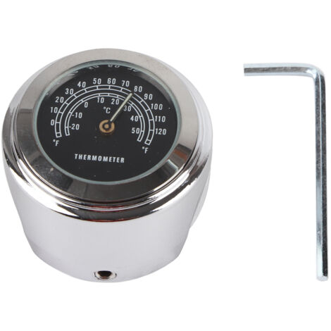 Fydun Thermomètre de poignée de moto 22-25mm Imperméable Accessoires de thermomètre de guidon de moto(Noir)
