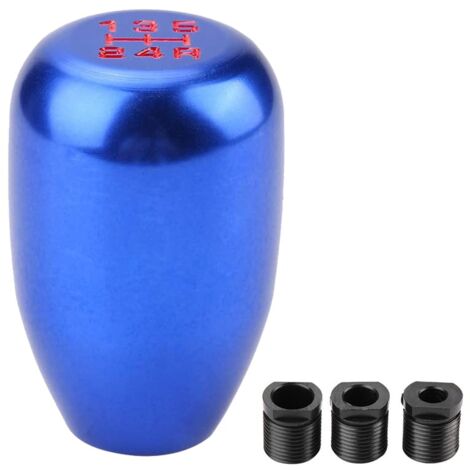 Fydun Universal 5-Gang-Automatik-Schaltknauf mit 3 Adaptern 8 mm/10 mm/12 mm Autoinnenraum (Blau)