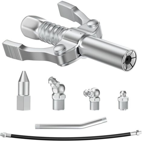 G Coupleur Embout pour Pompe à Graisse,Raccord de Pistolet à Graisse Coupleur 10000PSI avec Tuyau de 30 cm M10 Graisseur,Graisse pour Tous Les Types de Presses à Graisse