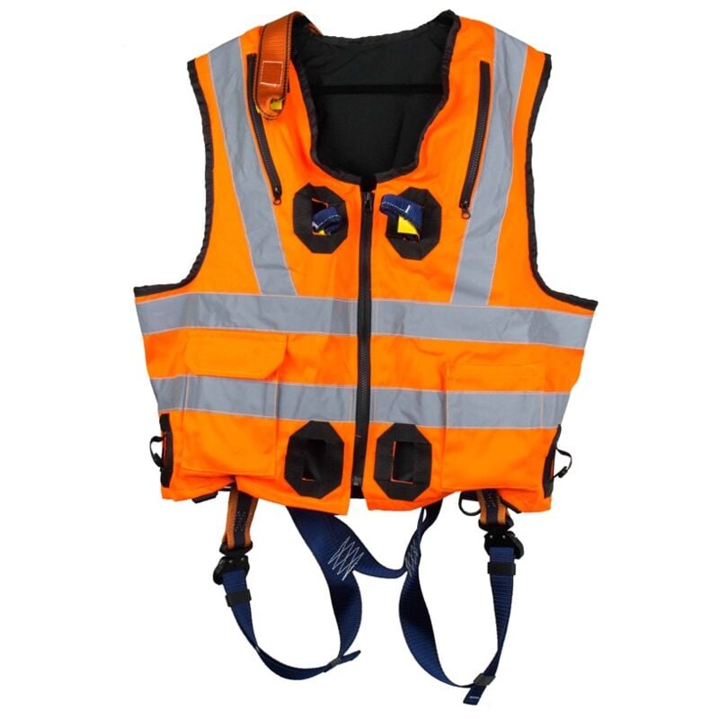 G-Force Elasticated Orange High Visibility Full Body Height Safety Fall Arrest Harness Jacket with Quick Release Buckles m-XL