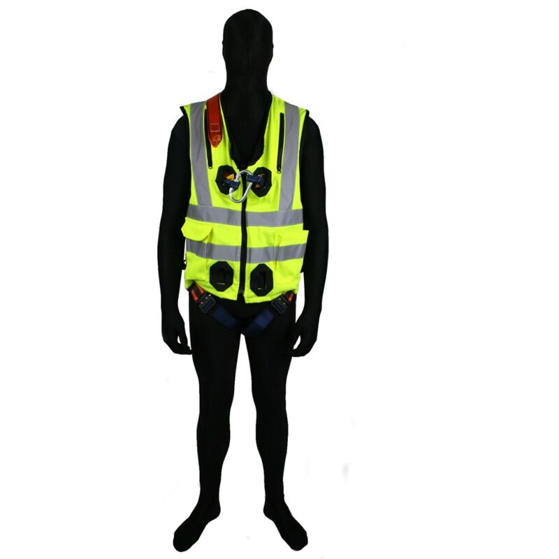G-Force Yellow Hi Viz Elasticated Full Body Height Safety Fall Arrest Harness Jacket With Quick Release Buckles m-xl