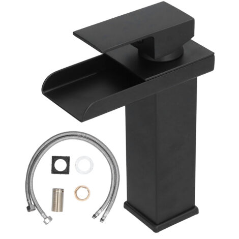 G1/2 Cold Hot Mixer Water Tap Black Faucet with Long Handle for Bathroom Hotel Homestay