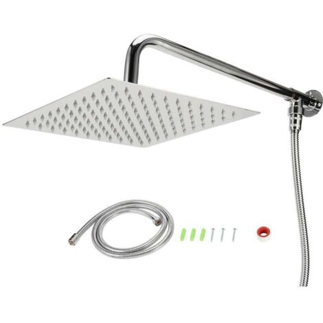 G1/2 filetage 25 cm pommeau de douche mural en acier inoxydable salle de bain pluie accessoires de douche ensemble de pommeau de douche