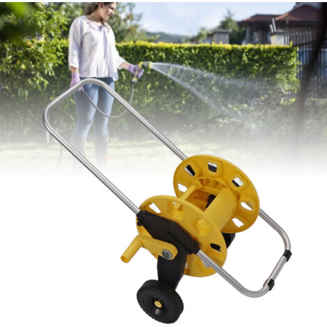 G1/2 Gartenschlauchwagen mit ABS-, PP- und Aluminiumrädern für Garten/Hof – Gelbes, rutschfestes Modell