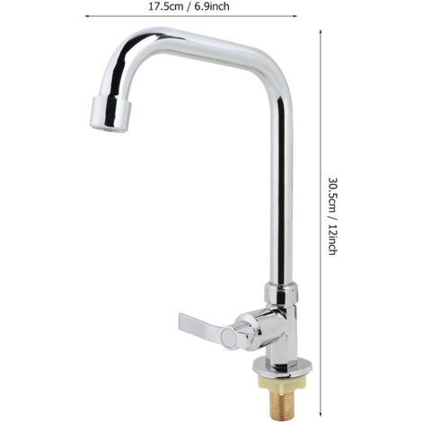 G1/2" Küchenarmatur aus gebürstetem Aluminium für Kaltwasser, langer Griff