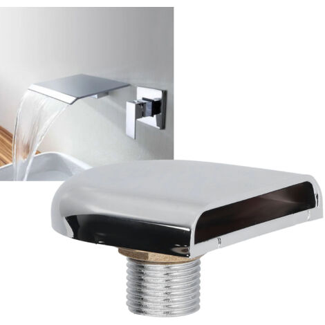 G1/2 Wasserfallarmatur für Spa  6,5 cm breiter Auslauf, silberfarbener Kunststoff, für Bad und Dusche, Wandmontage