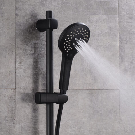 G1/2in 3 fonctions bouton Type salle de bain pomme de douche à main noir mat douche à main