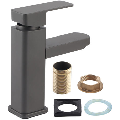 G1/2in Thread Stainless Steel Matte Surface Basin Water Faucet Bathroom Hot Cold Water TapSquare Shape