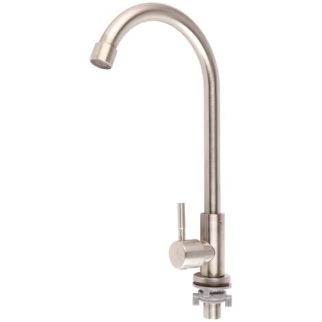 G1/2in Thread Stainless Steel Single Cold Single Hole Sink Water Tap 360 Degree Rotation Kitchen Faucet