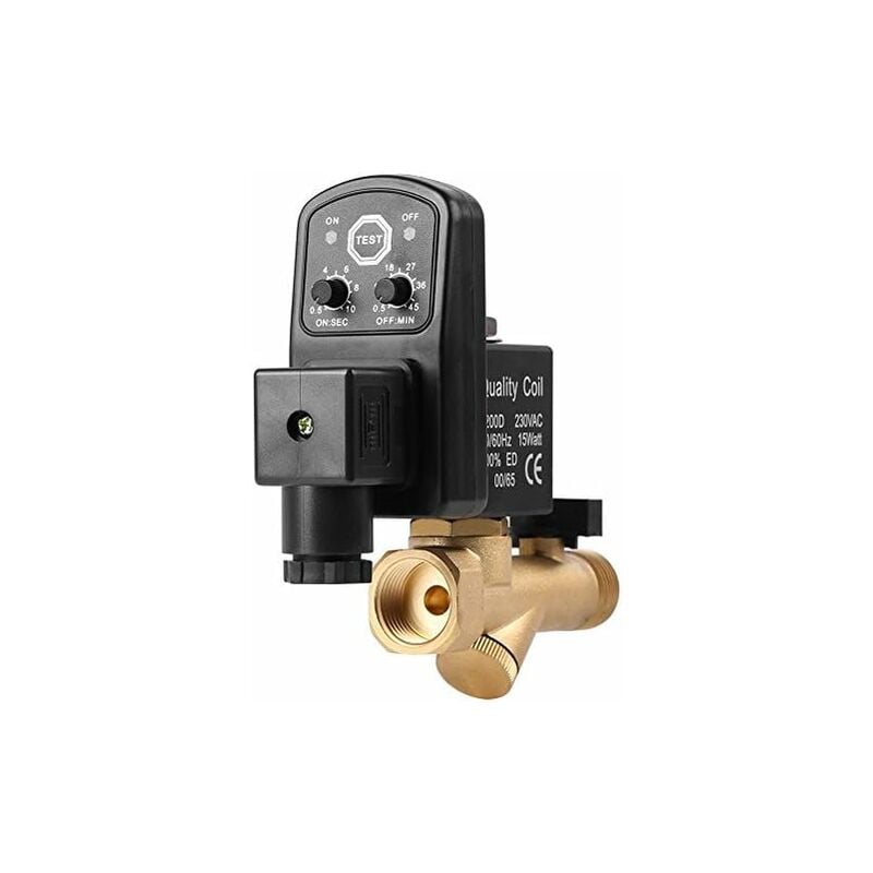 Prenfle - G1/2 DN15 Robinet De Vidange En Laiton Programmable, Vanne de vidange électronique Pour Compresseur D'air(AC 220V)