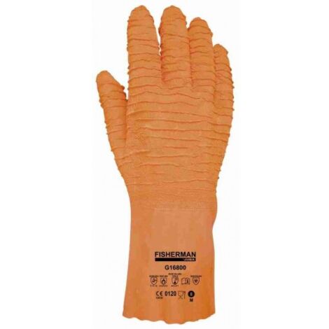 G16800/9 GUANTE LATEX RUGOSO S/SOPORTE DE ALGUANTE IMPERMEABLE. COLOR NARANJA. APTO USO ALIMENTAR - JUBA