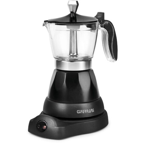 G3 Ferrari G10028 Bonjour Moka Elettrica, 400 W, 3 tazze, Mantenimento in caldo, Base d'appoggio con rotazione 360°, Alluminio, Nero