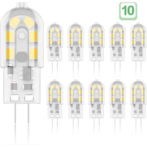 OSQI G4 2 W LED-Glühbirne, 20 W äquivalente Halogenlampen, Warmweiß 3000 K, 200 lm, 12 x SMD, 12 V AC/DC – 10 Stück [Energieklasse A+]