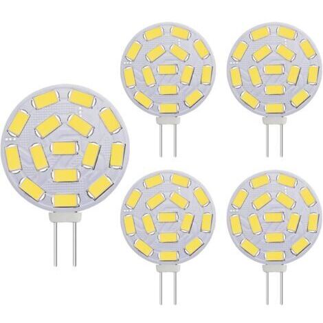 G4 2.5W LED Ampoules, équivalent à 20-25W lampes halogènes, G4 Base AC/DC 12V, 300 LM, éclairage encastré, éclairage sur rail, blanc (6000K, 5pcs)