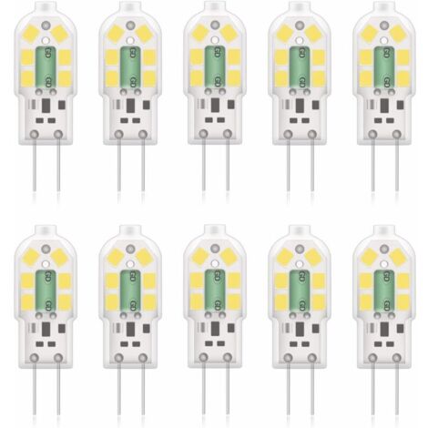 G4 2W LED Ampoule, 20W Ampoules Halogènes équivalentes, Blanc froid 6000k,200Lm,12x SMD,12V AC/DC-Pack de 10 [Classe énergétique A+]