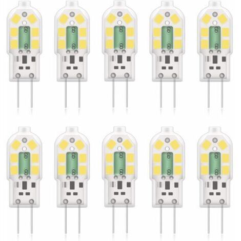 G4 2W LED Ampoule, 20W Ampoules Halogènes équivalentes, Blanc froid 6000k,200Lm,12x SMD,12V AC/DC-Pack de 10 [Classe énergétique A+]