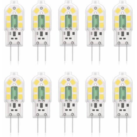 G4 2W LED Ampoule, 20W Ampoules Halogènes équivalentes, Blanc froid 6000k,200Lm,12x SMD,12V AC/DC-Pack de 10 [Classe énergétique A+]