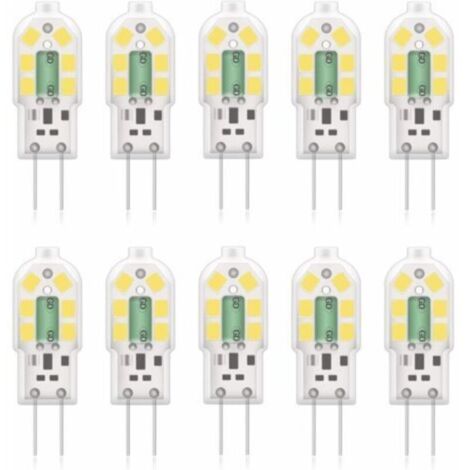 G4 2W LED Ampoule, 20W Ampoules Halogènes équivalentes, Blanc froid 6000k,200Lm,12x SMD,12V AC/DC-Pack de 10 [Classe énergétique A+]