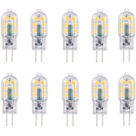 G4 2W LED-Lampe, entspricht 20W Halogenlampe, Kaltweiß 6000K, 200 lm, 12 SMD-LEDs, 12V AC/DC – 10er-Pack