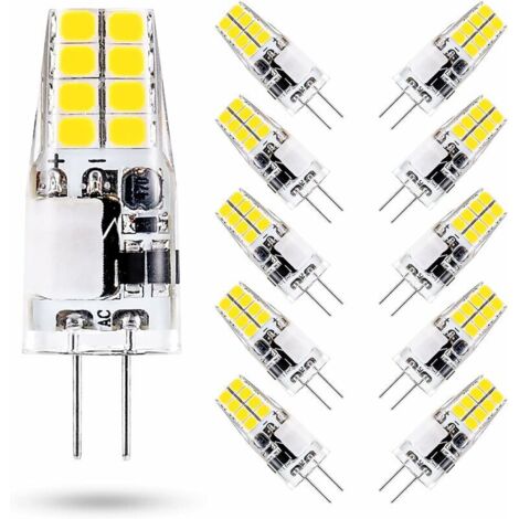 G4 3W LED Bulb, 6000K Cool White, Equivalent to 35W G4 Halogen Bulb, AC/DC 12V, 300 Lumens, Non-Dimmable, Pack of 10