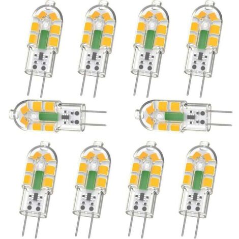 G4 Glühbirne, G4 LED Birne 2W 200LM, entspricht G4 20W Halogenbirne, warmweiß 3000K, AC/DC 12V, flimmerfrei, nicht dimmbar, 10 Stück