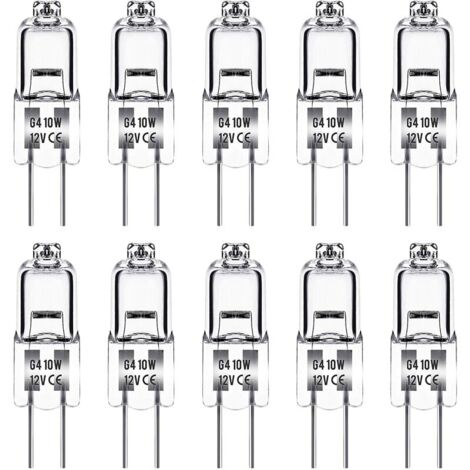 G4 Halogen Bulb, 12V 10W G4 Bulb, Warm White 3000K, 150LM, Dimmable, G4 Halogen Lamp, Transparent Capsule Lamp, Pack of 10