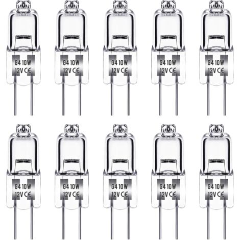 UGREAT G4 Halogen Bulb, G4 12V 10W Bulb, Warm White 3000K, 150LM, Dimmable, G4 Halogen Lamp, Clear Capsule Lamp, Pack of 10