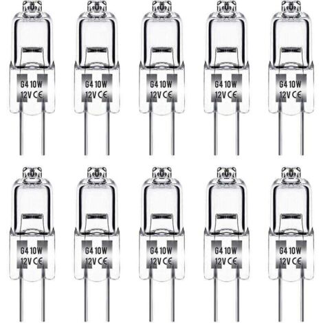 G4-Halogenlampe, 12 V, 10 W, G4-Glühbirne, warmweiß 3000 K, 150 lm, dimmbar, G4-Halogenlampe, transparente Kapsellampe, 10 Stück