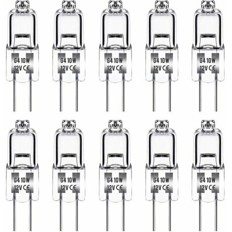 G4-Halogenlampe, 12 V, 10 W, warmweiß (3000 K), 150 lm, dimmbar, G4-Halogenlampe, klare Kapsellampe, 10er-Packung