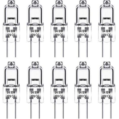 G4-Halogenlampe, 12 V, 10 W, warmweiß (3000 K), 150 lm, dimmbar, G4-Halogenlampe, klare Kapsellampe, 10er-Packung