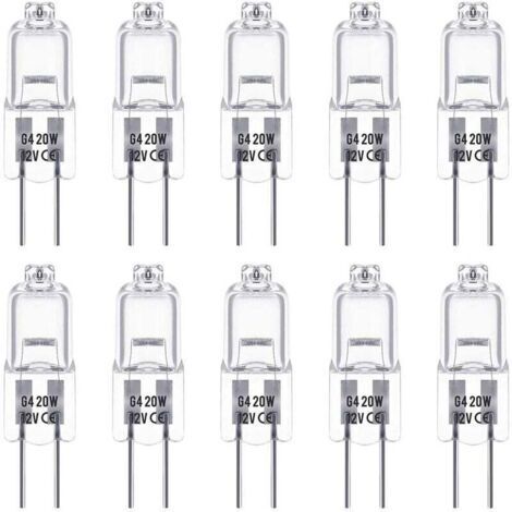 G4 Halogenlampe, 12V 20W Halogenlampe mit Stiftsockel, warmweiß 2800K, dimmbar, G4 Niedervolt-Halogenlampe, klare Kapsel-Halogenlampe, 10er-Packung.