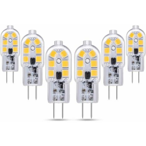 G4 LED 12V 2W Warm White 3000K, 200lm, G4 10W 20W Halogen Lamp Equivalent, Non-dimmable, Bi-pin G4 12V LED AC DC for Chandelier, Table Lamp, Pack of 6