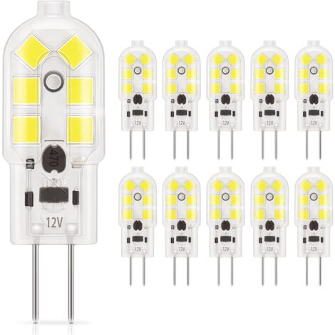 G4 LED 1.5W Ampoule, 120LM, AC / DC 12V Ampoules d'éclairage équivalent à 20W halogène, Lumière du jour 6000K, Non dimmable, remplacement pour hotte et lusture, Lot de 10 [Classe énergétique E]