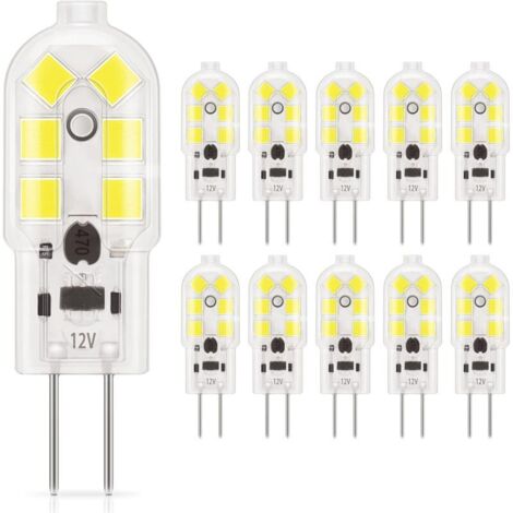 G4 LED 1.5W Bulb, 120LM, AC/DC 12V Lighting Bulbs Equivalent to 20W Halogen, Daylight 6000K, Non-Dimmable, Replacement for Cooker Hood and Chandelier, Pack of 10 [Energy Class E]
