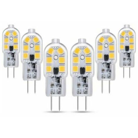 G4 LED 2 W 12 V CA/CC blanco frío 6000 K para campana extractora, 200 lm, halógena equivalente a G4 10 W 20 W, no regulable, bi-pin LED G4 12 V para lámpara de araña/autocaravana, paquete de 6