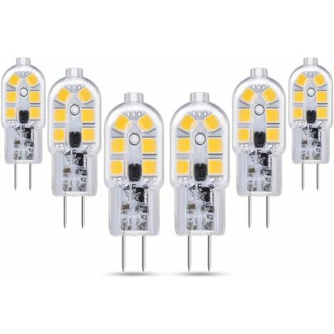 G4 LED 2 W 12 V CA/CC blanco frío 6000 K para campana extractora, 200 lm, halógena equivalente a G4 10 W 20 W, no regulable, bi-pin LED G4 12 V para lámpara de araña/autocaravana, paquete de 6