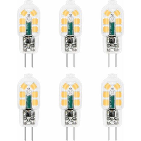 G4 LED 2W 12V AC/DC Blanc Froid 6000K pour Hotte Aspirante, 200lm, Équivalent Ampoule Halogène G4 10W 20W, non dimmable,  lot de 6