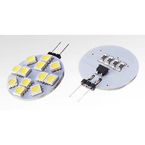 G4 LED 2W, CA/CC 12-24V, 6000K, equivalente a bombillas halógenas de 20W, bombillas LED circulares G4 para iluminación de armarios, iluminación incorporada