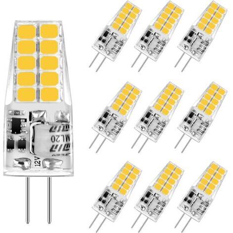 G4 LED 3.5W Ampoule,Blanc Chaud 3000K LED G4 Ampoules 350LM de Remplacement pour Lampes Halogènes 20W/35W,12V AC/DC,Sans Scintillement,Non Dimmable,Angle de Faisceau 360 °,Lot de 10