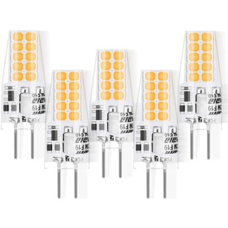G4 LED 3W 12V AC/DC Ampoules, Équivalent 30W Ampoule Halogène, Blanc Chaud 3000K,Non Dimmable, Lot de 5 [Classe énergétique E]