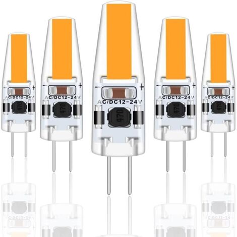 G4 LED 3W 12V AC/DC Ampoules, G4 3W LED Équivalent 30W Ampoule Halogène, 300LM, Blanc Chaud 2700K, Non Dimmable, Lot de 5
