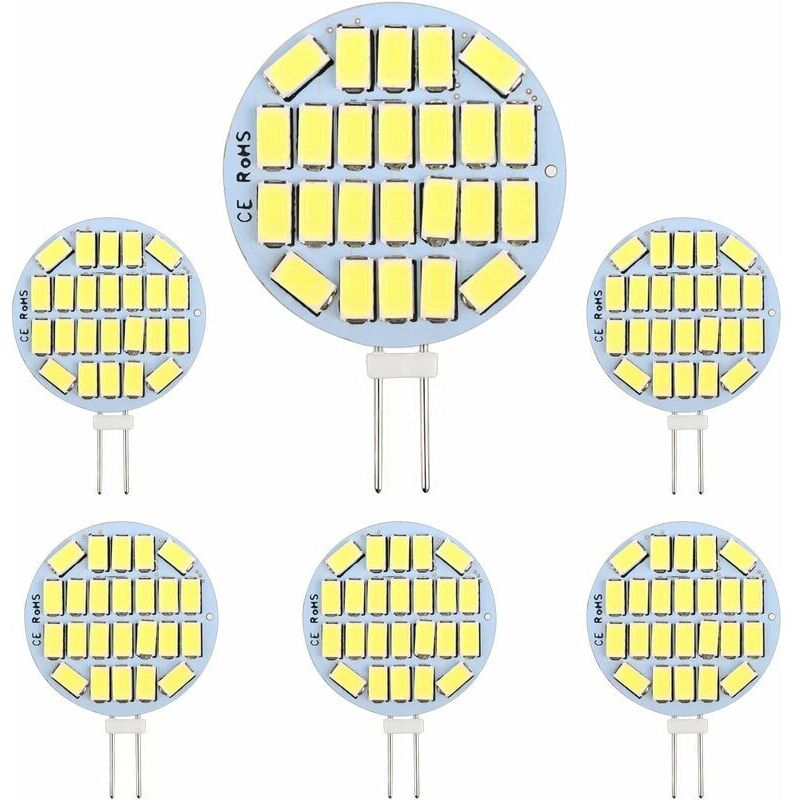 G4 LED 3W, AC12-24V, 300LM Blanc Froid 6000K, 24x5730 SMD, Équivalent Ampoule Halogène 30w, Non-Dimmable, G4 Ampoule Ronde LED pour Lumière