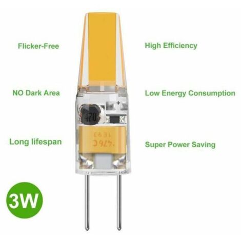 G4 LED Ampoule 3W DC/AC 12V Equivalent 30W Ampoule à Halogène Blanc Chaud 3000K - 10 packs