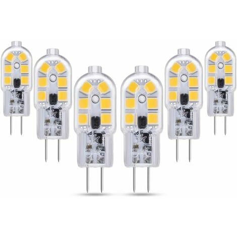 TOVBMUP G4 LED Birne 12V 2W Warmweiß 3000K, 200lm, G4 10W 20W Halogenlampe Äquivalent, nicht dimmbar, Bi-Pin G4 12V LED AC DC für Kronleuchter, Tischlampe, 6er Pack