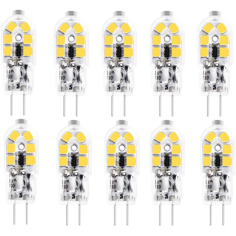 G4 LED bulb - 20W equivalent bipolar JC halogen bulb, 360°, flicker-free, 12V G4 pin base (warm white 3000K, pack of 10)