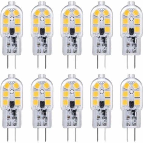 G4 LED bulb, G4 LED bulb 12V 2W Cold White 6000K, 200LM, equivalent Halogen G4 Bi-pin 10W 20W, LED G4 lamp 12V AC/DC for Camper Car/Kitchen Hood, non-dimmable, pack of 10,