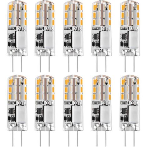 G4 LED Bulbs 12V AC/DC Warm White 3000K 120LM, 2W, 15-20W Halogen G4 Capsule Replacement Two-Pin Type JC Energy Saving, Non-Dimmable Light (10 pcs)