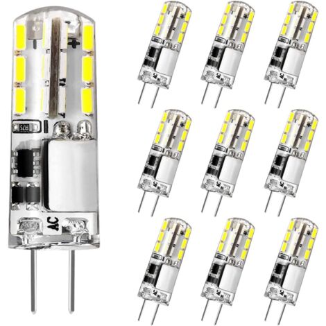 G4-LED-Glühbirne, 12 V, 2 W, entspricht 20 W Halogen-Glühbirne, Kaltweiß 6000 K, 180 lm, flimmerfrei, energiesparende Glühbirne für Dunstabzugshauben-Kronleuchter, nicht dimmbar, 10 Stück