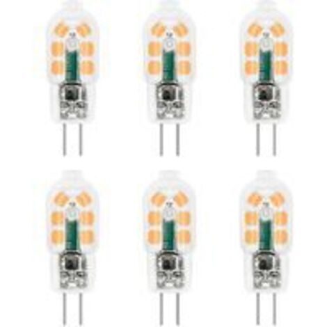 G4 LED-Glühbirne, 12 V, 2 W, warmweiß 3000 K, 200 lm, G4 10 W, 20 W Halogenlampen-Äquivalent, nicht dimmbar, Bi-Pin G4 12 V LED AC DC für Kronleuchter, Tischlampe, 6 Stück [Energieklasse F]